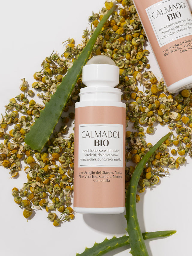 CALMADOL BIO CON ARTIGLIO DEL DIAVOLO, ARNICA, ALOE VERA BIO, CANFORA, MENTOLO E CAMOMILLA