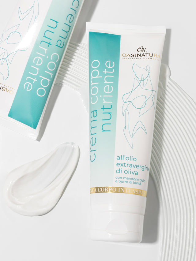 CREMA CORPO NUTRIENTE ALL'OLIO EXTRAVERGINE DI OLIVA CON MANDORLE DOLCI E BURRO DI KARITÈ