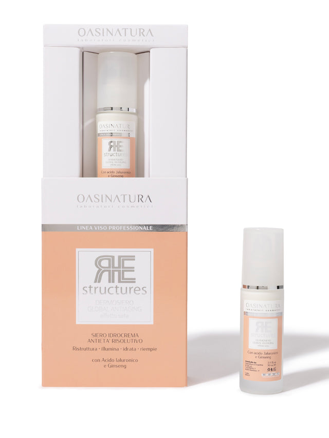 RE-STRUCTURES DERMOSIERO GLOBAL ANTIAGING EFFETTO SETA - SIERO IDROCREMA ANTIETÀ RISOLUTIVO - CON ACIDO JALURONICO E GINSENG