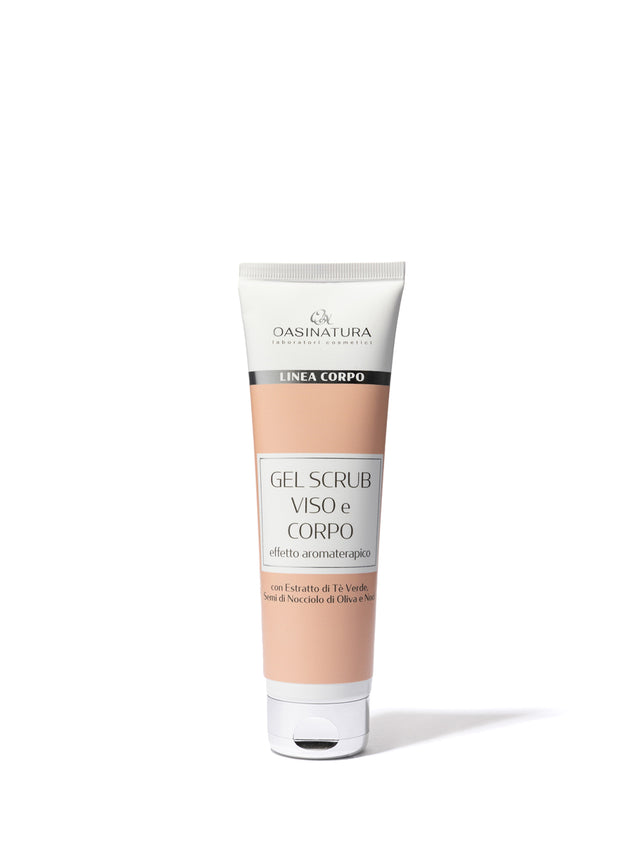 GEL SCRUB VISO E CORPO CON ESTRATTO DI TÈ VERDE, SEMI DI NOCCIOLO DI OLIVA E NOCI