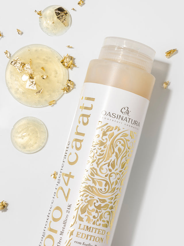 BAGNODOCCIA RIGENERANTE ORO 24 CARATI CON FOGLIA D'ORO E FIORE NOBILE DI IRIS