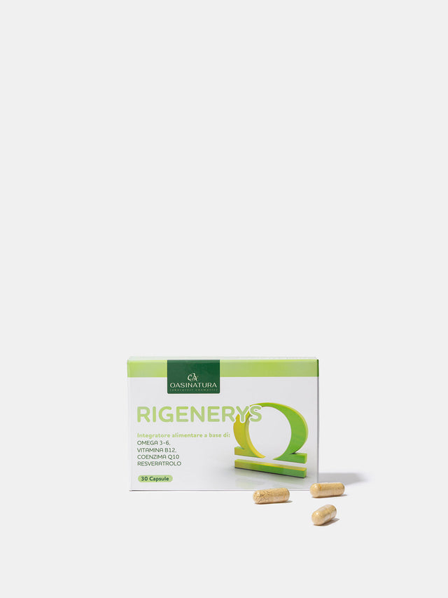 RIGENERIS PERLE ANTIETA’
Omega 3-6, Coenzima Q10, Curcumina. Confezione da 30 perle