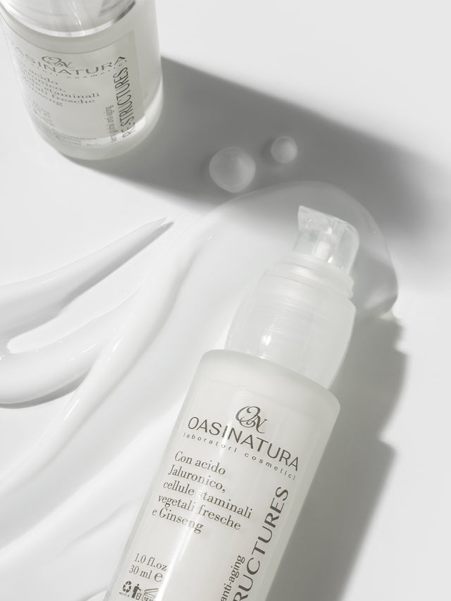 RE-STRUCTURES SIERO GLOBAL ANTI-AGING CON ACIDO JALURONICO, CELLULE STAMINALI VEGETALI FRESCHE E GINSENG