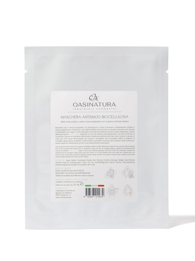 MASCHERA ANTISMOG BIOCELLULOSA - EFFETTO MULTI PROTETTIVO CONTRO LO STRESS AMBIENTALE