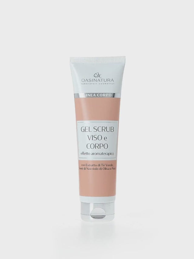 GEL SCRUB VISO E CORPO CON ESTRATTO DI TÈ VERDE, SEMI DI NOCCIOLO DI OLIVA E NOCI